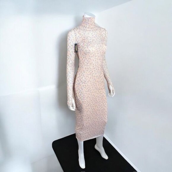 AFRM Revolve Shailene Floral Mesh Midi Dress Pink Size X Small - Picture 5 of 14